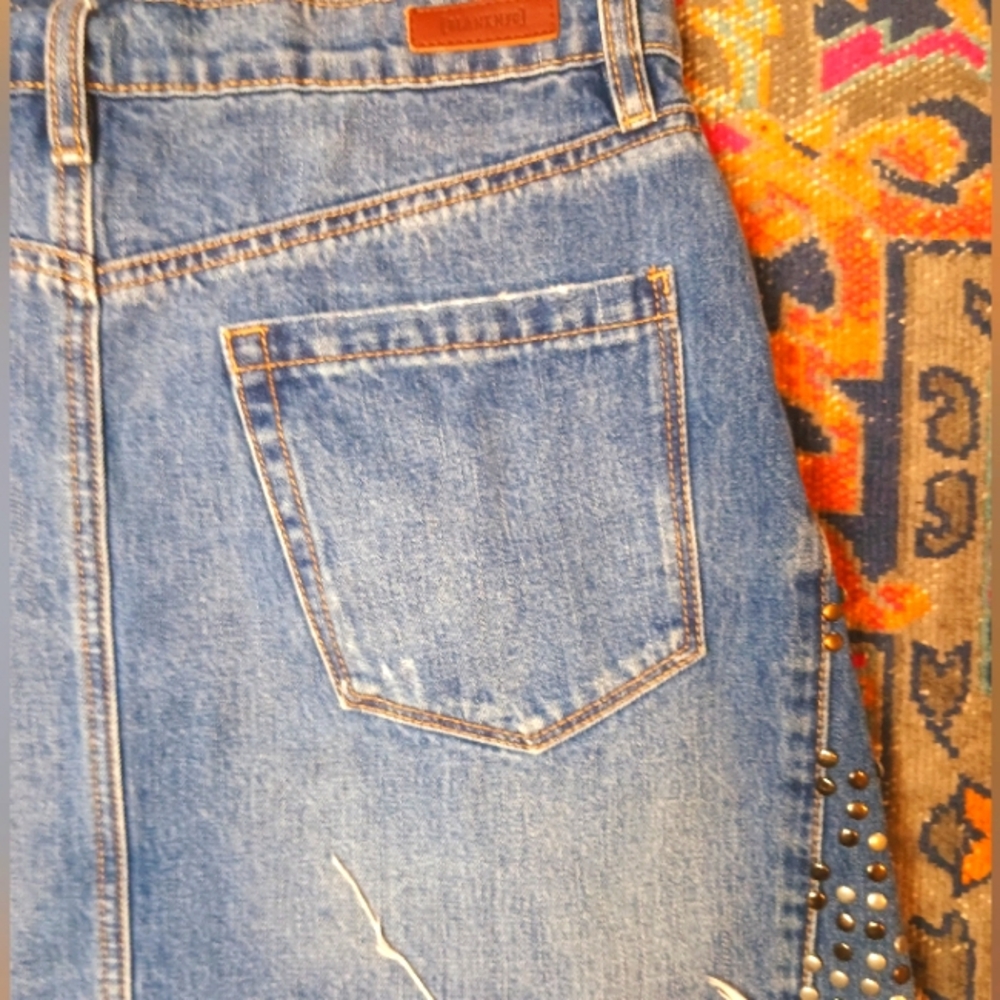 Blank NYC Studded Distressed Denim Mini Skirt - Picture 4 of 4